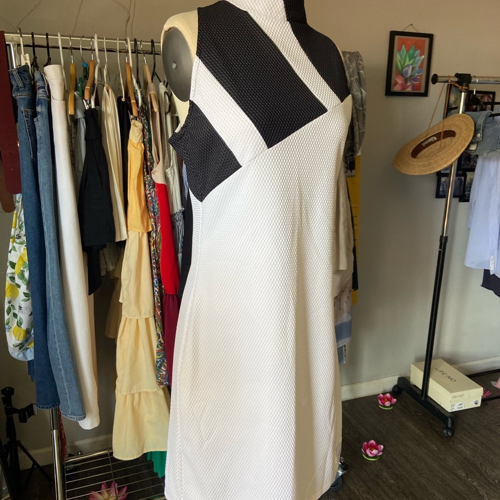 Adidas Black and White Asymmetrical A-Line Dress